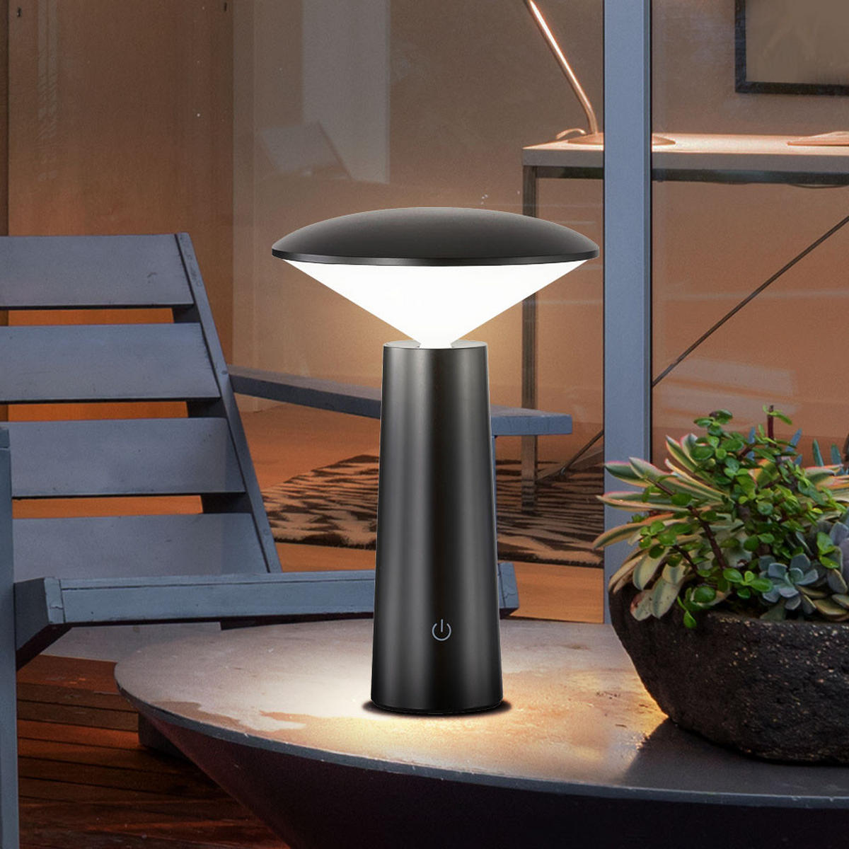 LED AUSSENLEUCHTE Tischleuchte Schwarz - Schwarz, Kunststoff (14/14/21cm)