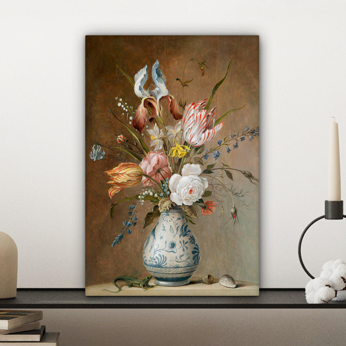 LEINWANDBILD Alte Meister - Blumen - Balthasar van der Ast Deko Wohnzimmer 20x30 cm - Hellbraun, Textil (20/30cm) - MuchoWow