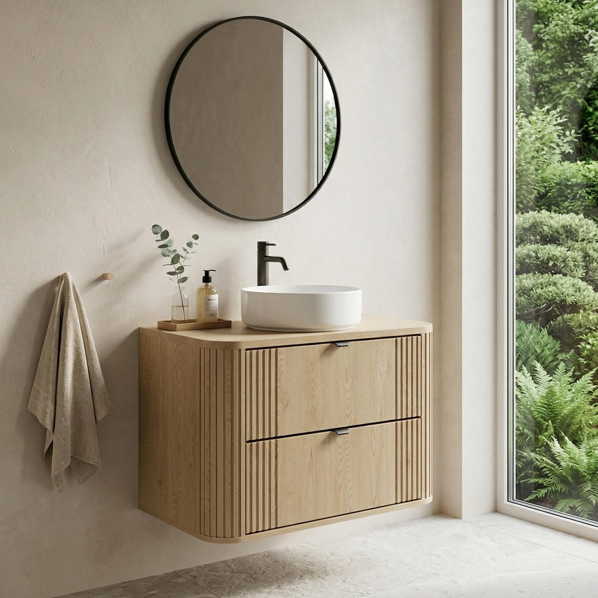 WASCHBECKENUNTERSCHRANK Cremona 2 Schublade Eiche - 80 x 46 x 54 cm - Eichefarben, Holz (80/54/46cm) - Badplaats