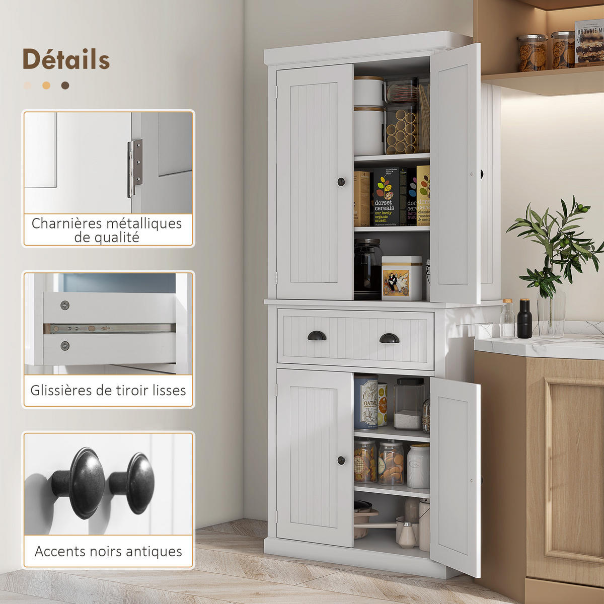 HIGHBOARD DE-11214 4 Türen Weiß - Weiß, Holzwerkstoff (40.2/183/76.2cm) - ComfortXL