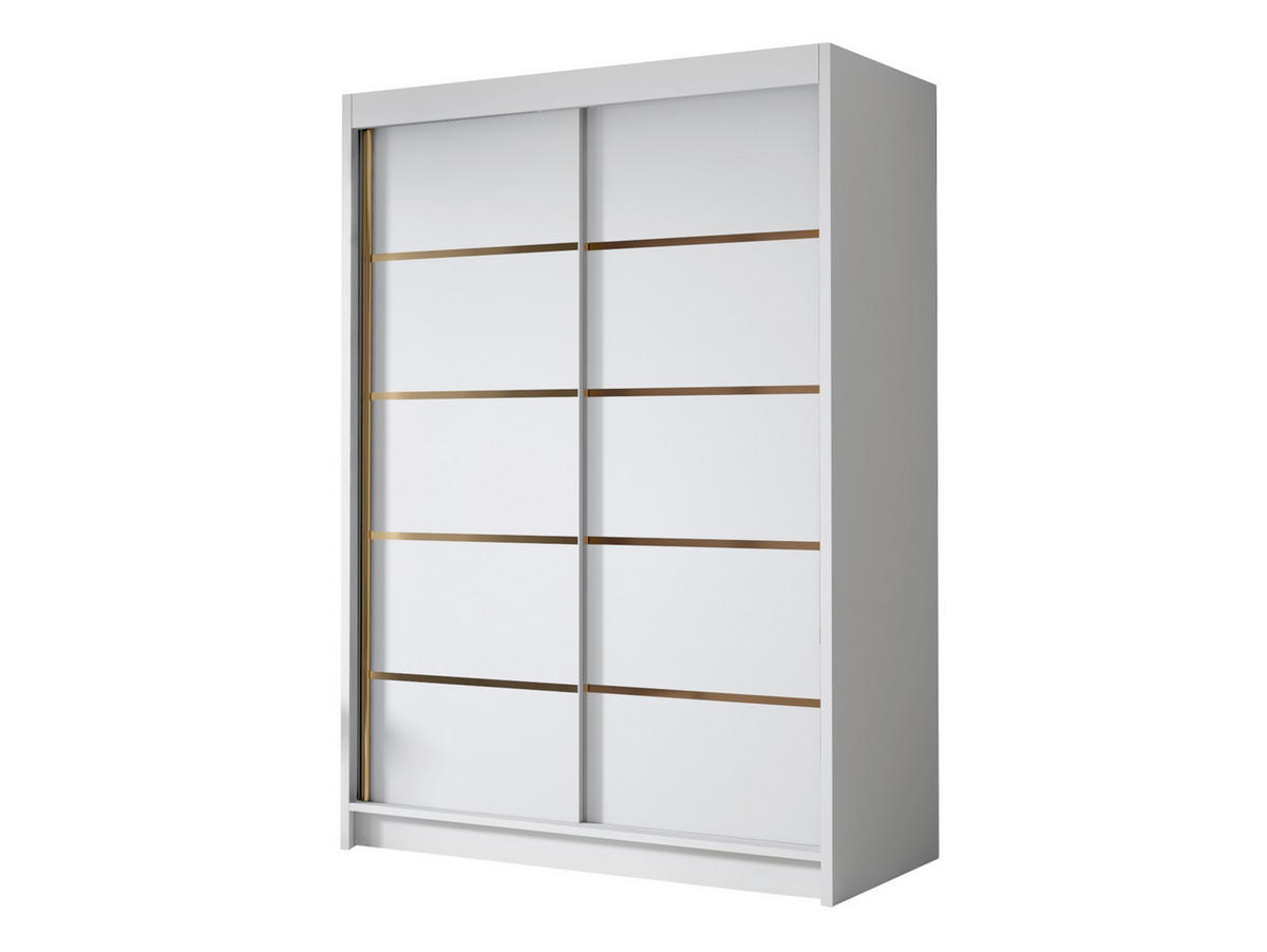 SCHIEBETÜRENSCHRANK Lungo IV - Goldfarben/Weiß, Holzwerkstoff/Metall (120/200/58cm) - MIRJAN24