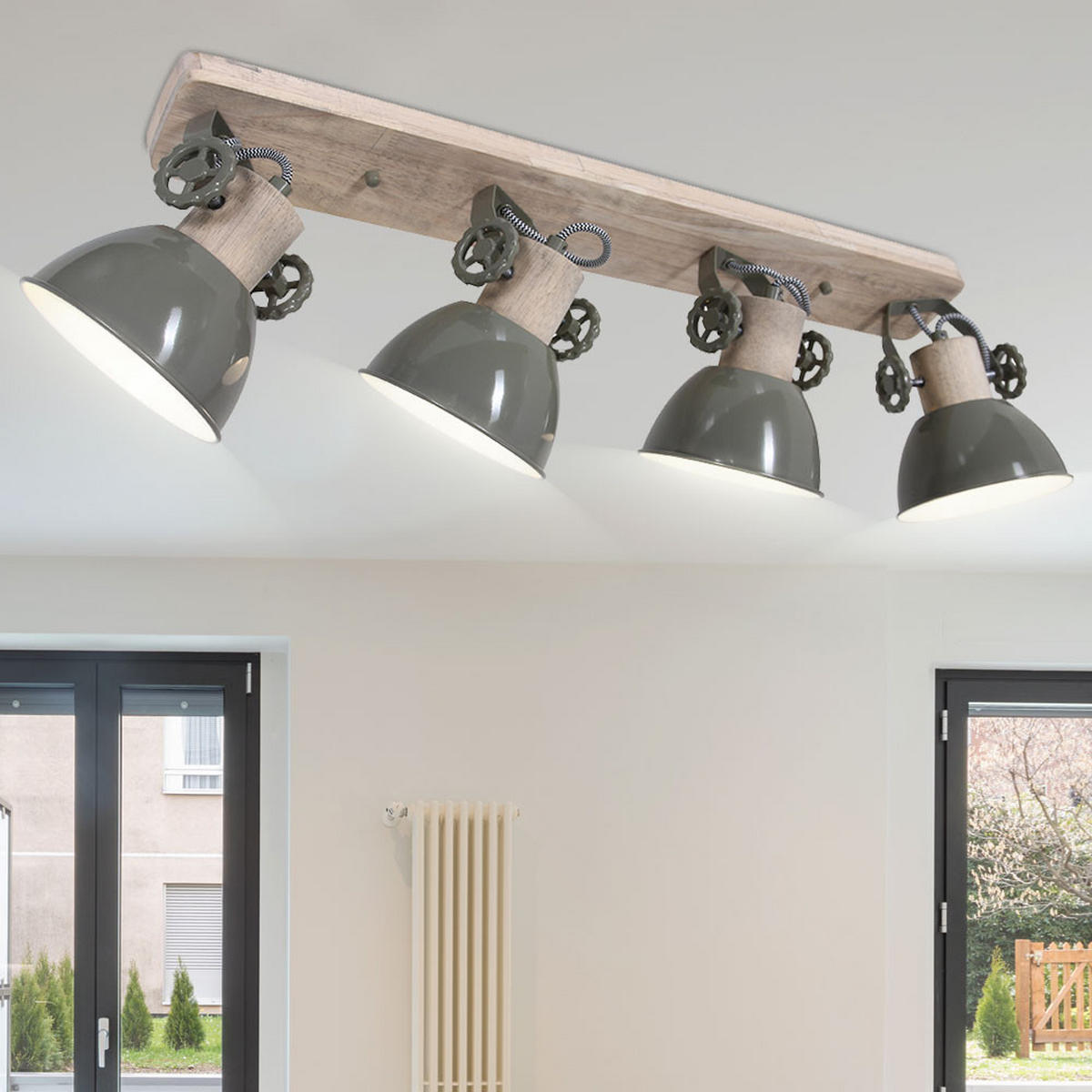 LED DECKENLEUCHTE Holzoptik Grün Metall - Grün, Holz (15.5/74/24cm)