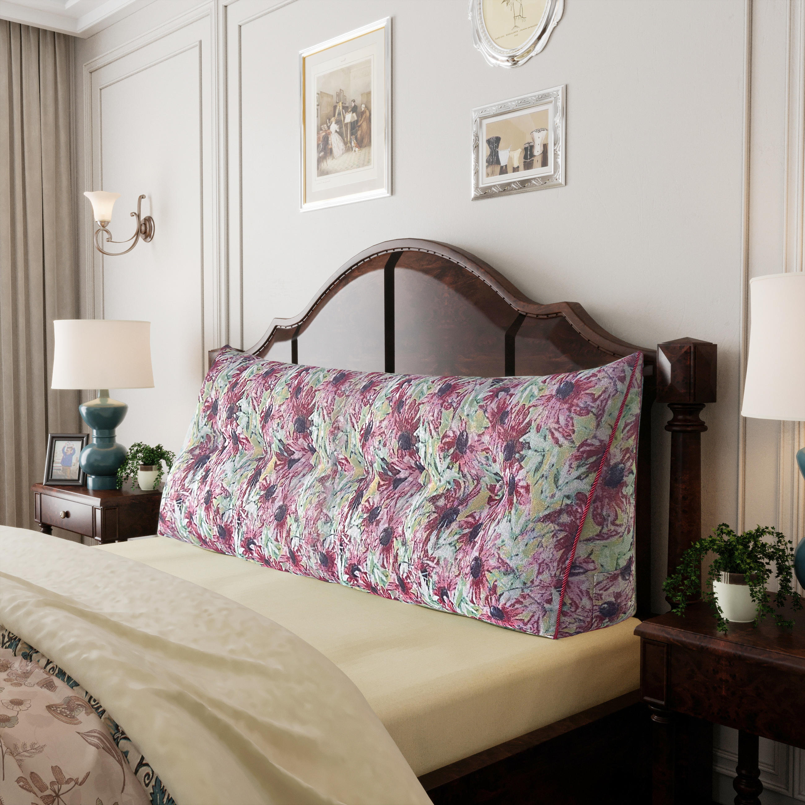 KEILKISSEN Ergonomisches Rosa Blumen 180cm - Pink, Textil (20/180cm) - Vercart