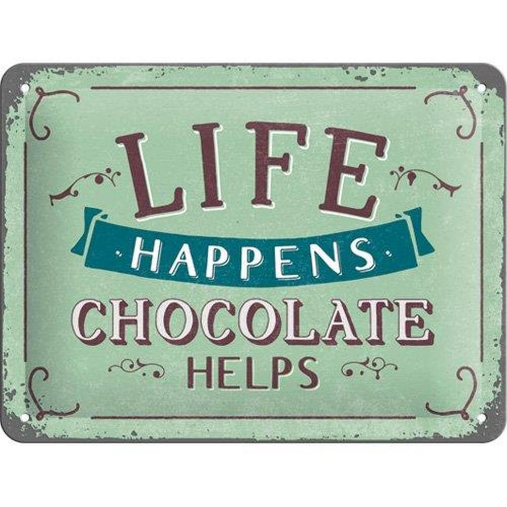 BLECHSCHILD 15/20 cm Word Up Life Happens - Multicolor, Metall (20/15/0.5cm) - Nostalgic-Art