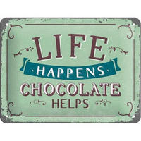 BLECHSCHILD 15/20 cm Word Up Life Happens - Multicolor, Metall (20/15/0.5cm) - Nostalgic-Art