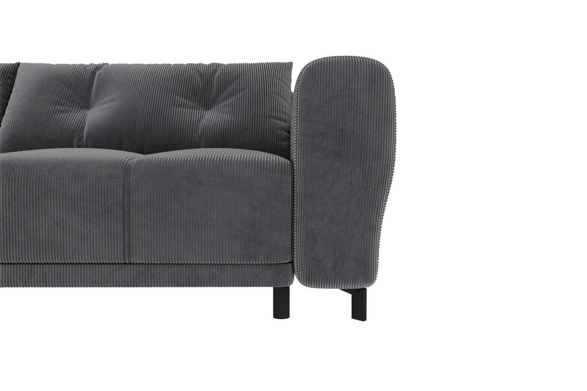 ECKSOFA Massimo Cordstoff Graphitfarben inkl. Schlaffunktion Links - Schwarz/Graphitfarben, Textil/Metall (246/177cm) - 99rooms