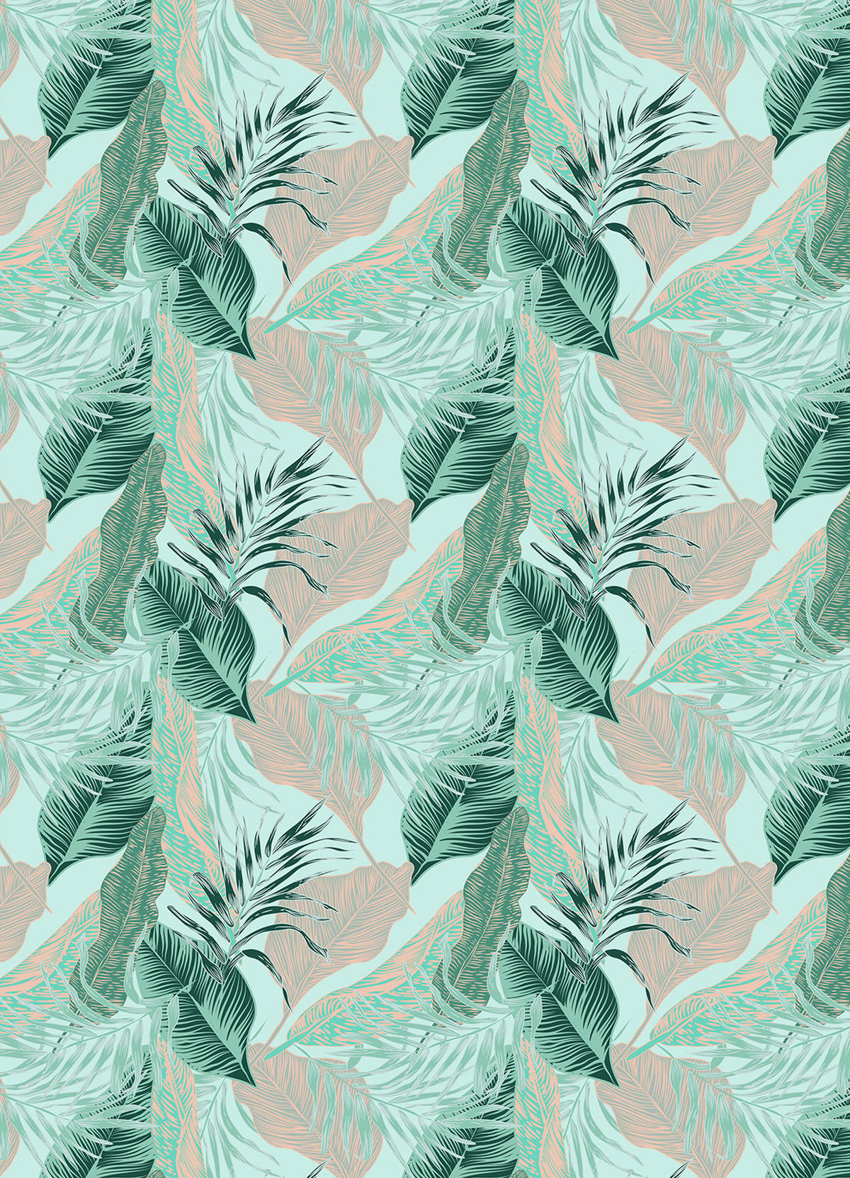 VERDUNKELUNGSROLLO 130x180 cm Tropische Blätter - Blau, Textil (130/80cm) - TULUP