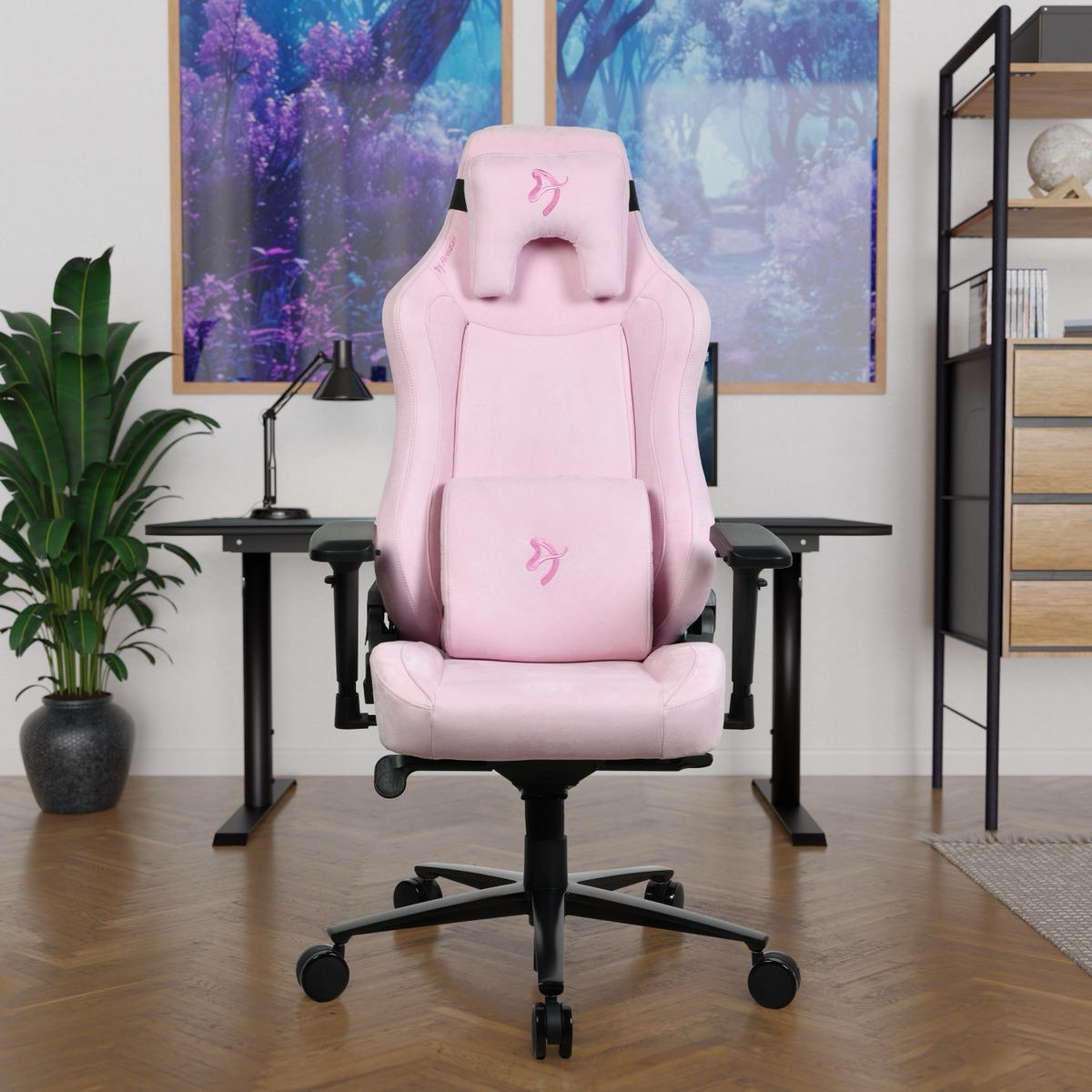 GAMINGSTUHL Vernazza Supersoft™ Stoff Rosa - Pink/Schwarz, Textil/Metall (68/135/50cm) - Arozzi
