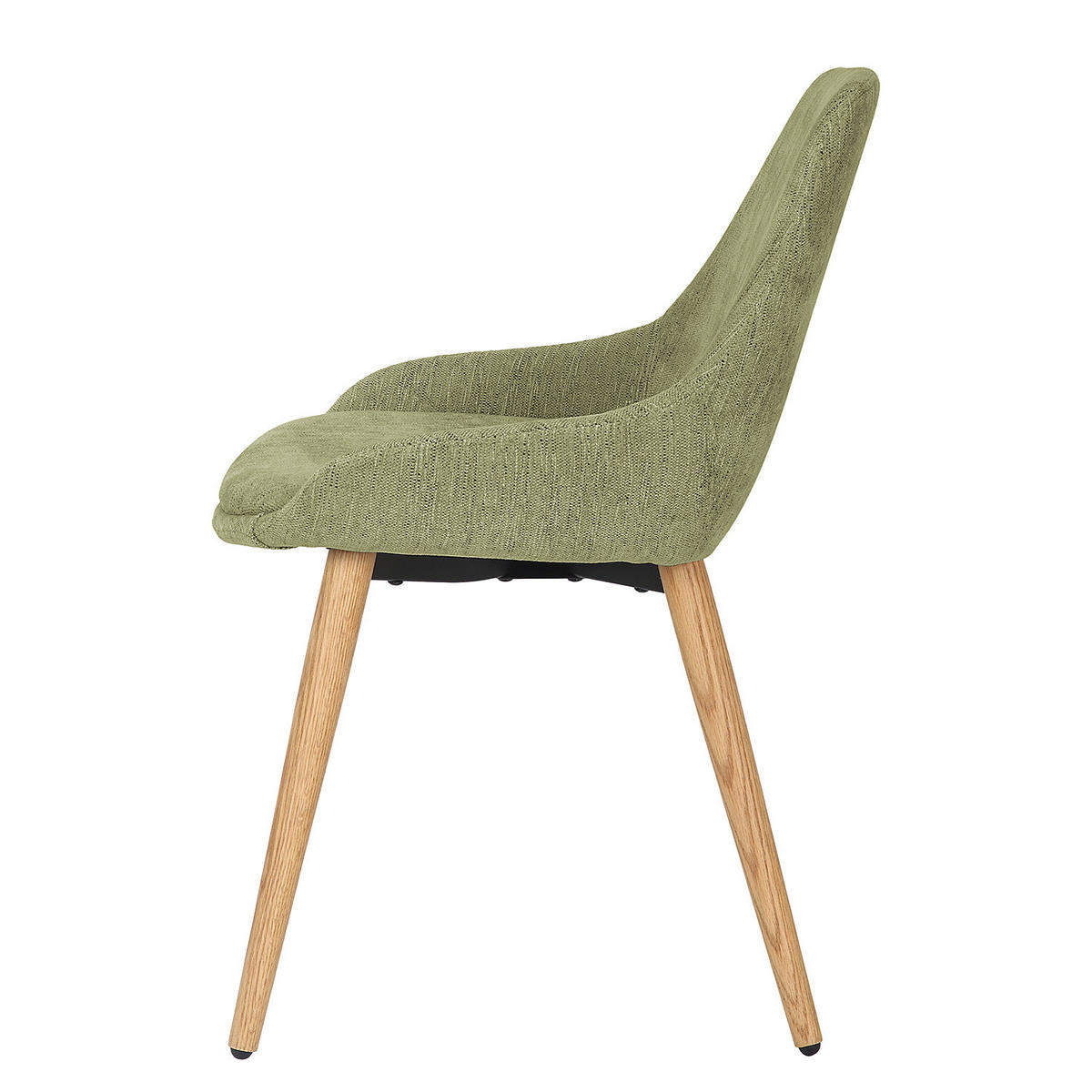POLSTERSTUHL - 2er-Set - Webstoff / Eiche massiv - Grün, Eichenholz/Holz (53/83/54cm) - home24