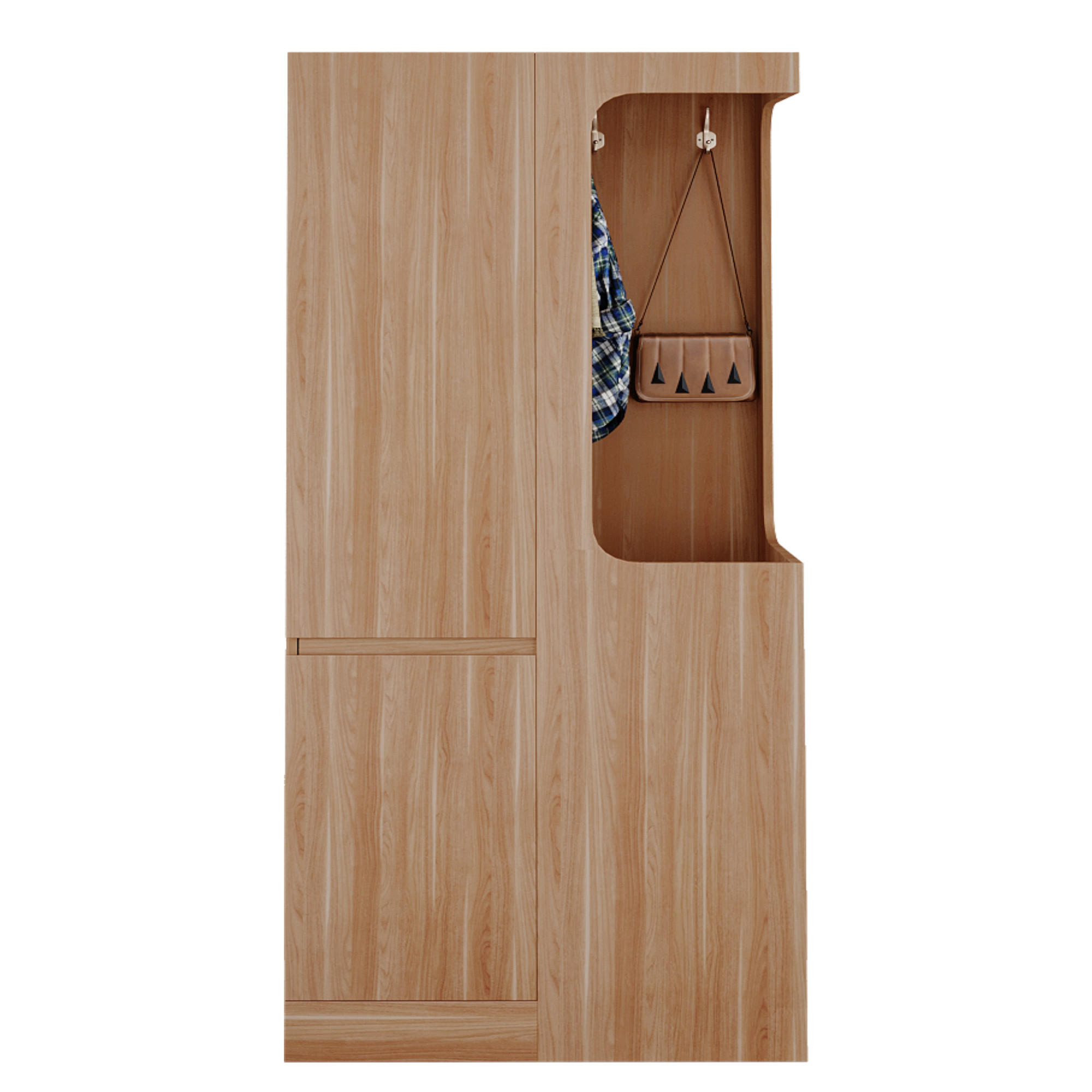 KLEIDERSCHRANK in Naturfarben mit Schubladen und Staufächern für Schlafzimmer und Wohnzimmer, B70/T40/H170 cm - Naturfarben, Holzwerkstoff (70/170/40cm) - STILVORA