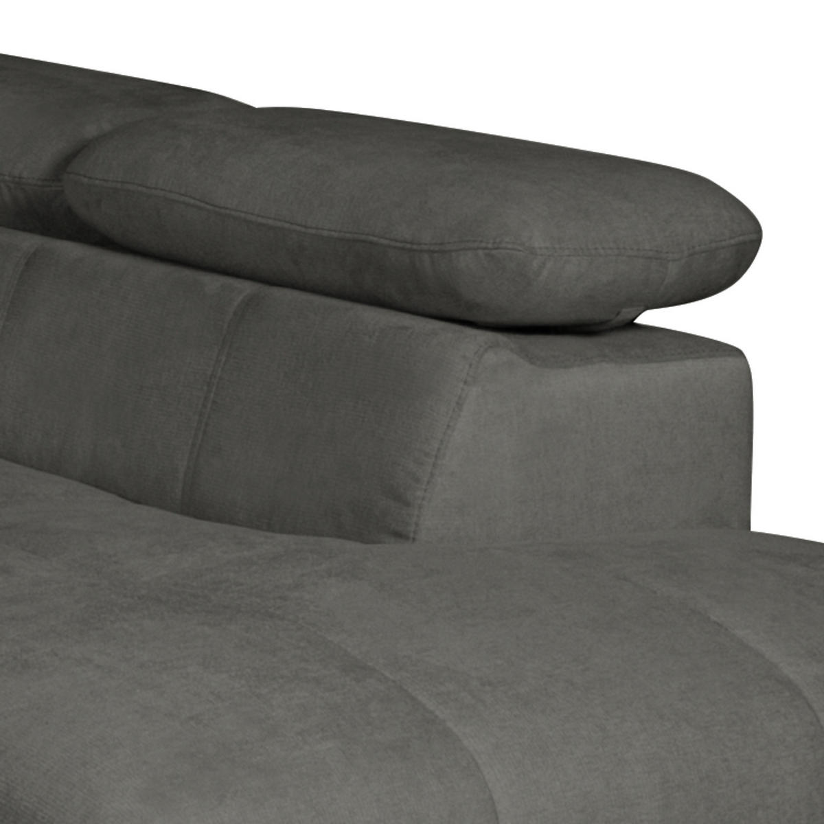 ECKSOFA mit Schlaffunktion - Velours - Dunkelgrau, Textil (262/206cm) - home24