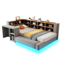POLSTERBETT 90/200 cm aus Samtstoff mit LED, Dunkelgrau - Dunkelgrau, Textil (90/200cm) - OKMYHOME