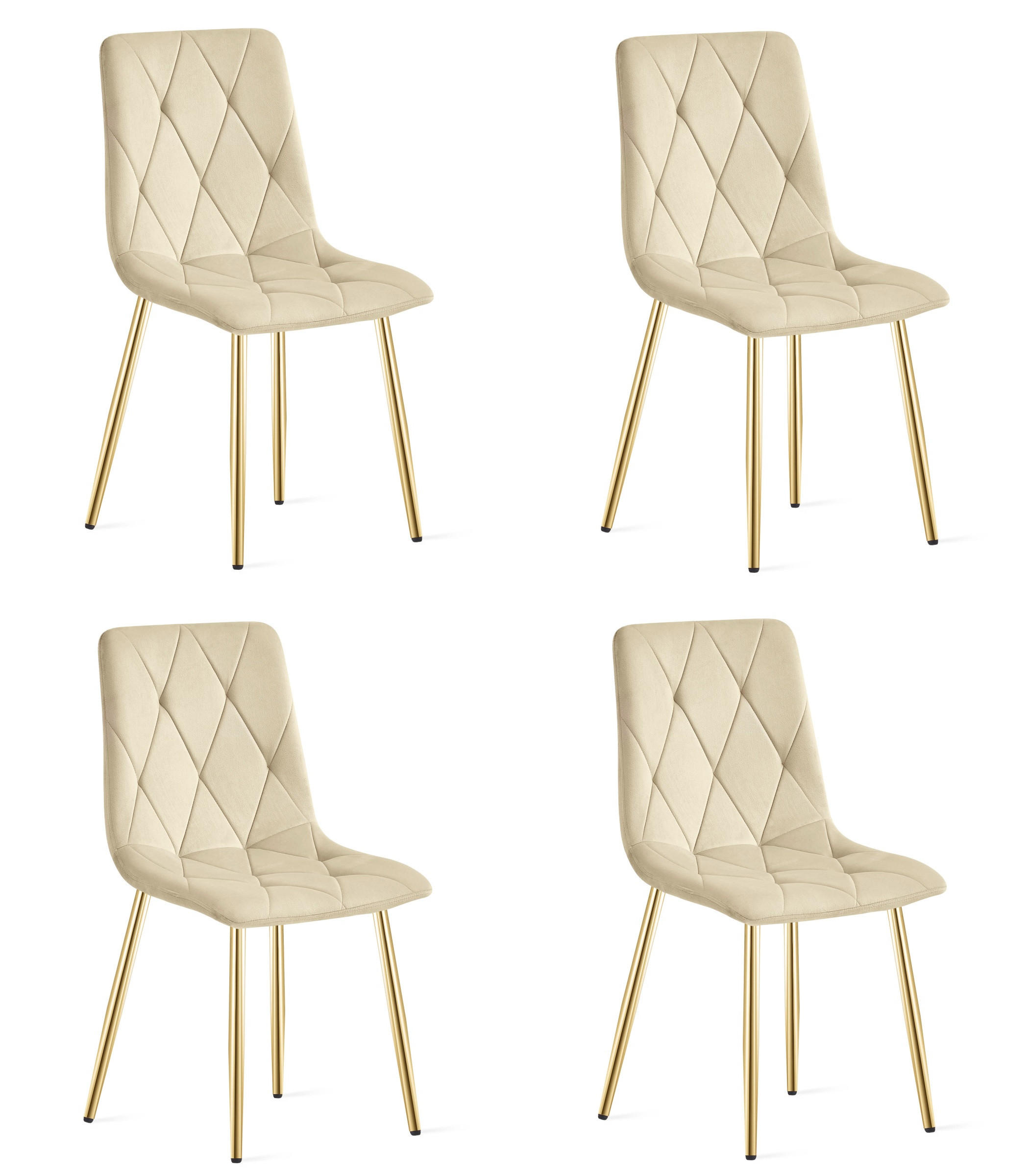 ESSZIMMERSTUHL 4-er Set TYRA hellbeige Sitzfläche, goldene Beine - Hellbraun/Goldfarben, Textil (44.5/87/54.5cm) - Valora