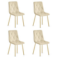 ESSZIMMERSTUHL 4-er Set TYRA hellbeige Sitzfläche, goldene Beine - Hellbraun/Goldfarben, Textil (44.5/87/54.5cm) - Valora