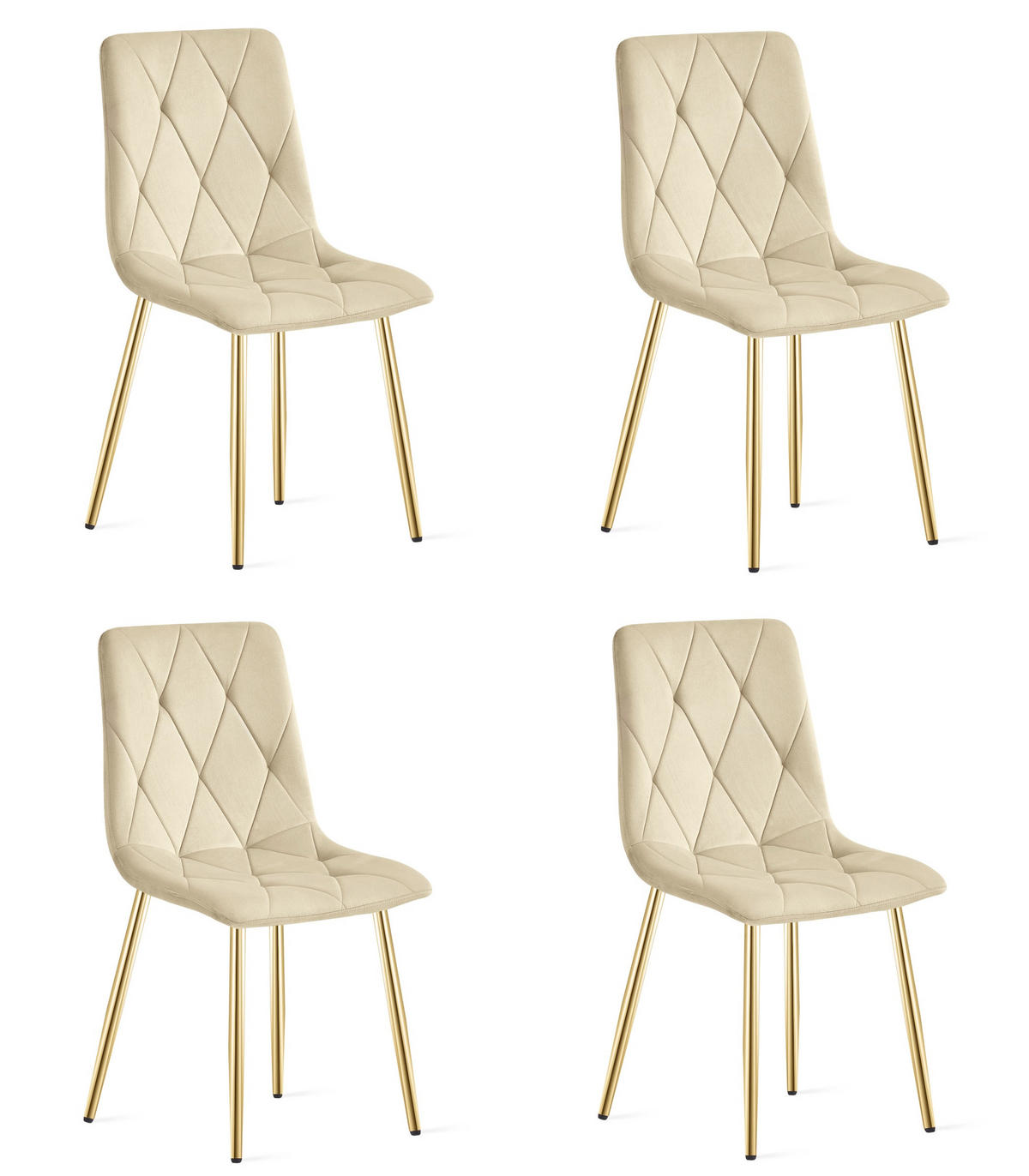 ESSZIMMERSTUHL 4-er Set TYRA hellbeige Sitzfläche, goldene Beine - Hellbraun/Goldfarben, Textil (44.5/87/54.5cm) - Valora