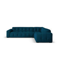 ECKSOFA rechts Kendal aus Samt marineblau 6 Sitzplätze - Blau, Textil (231/332cm) - Micadoni