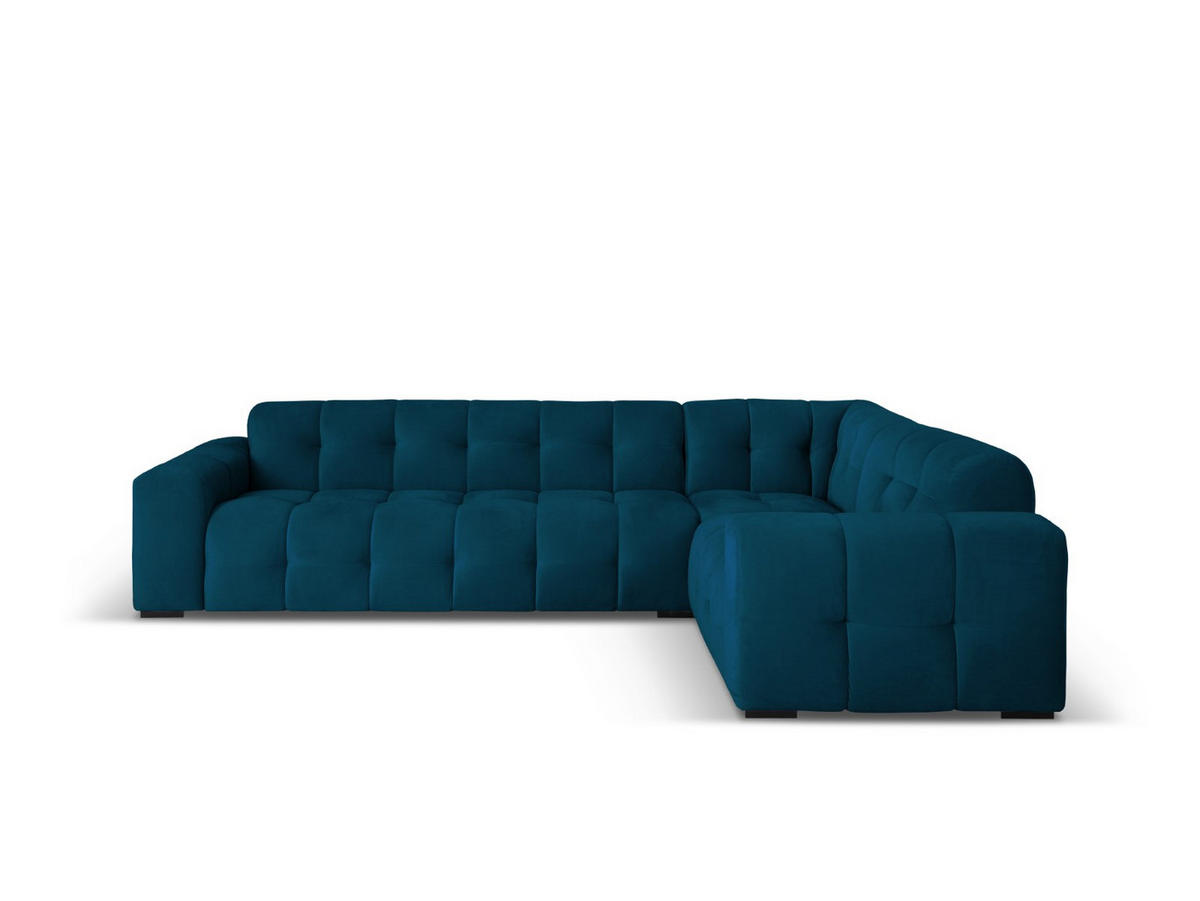 ECKSOFA rechts Kendal aus Samt marineblau 6 Sitzplätze - Blau, Textil (231/332cm) - Micadoni