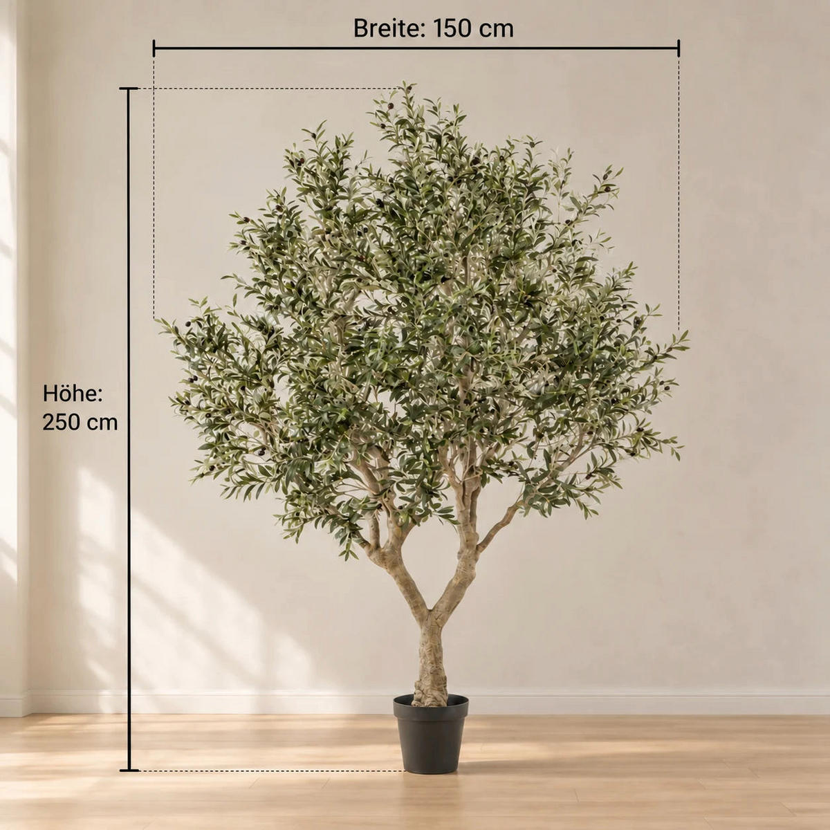 KUNSTBAUM Künstlicher Olivenbaum - Mars 250 cm - Grün, Kunststoff (250cm) - Emerald