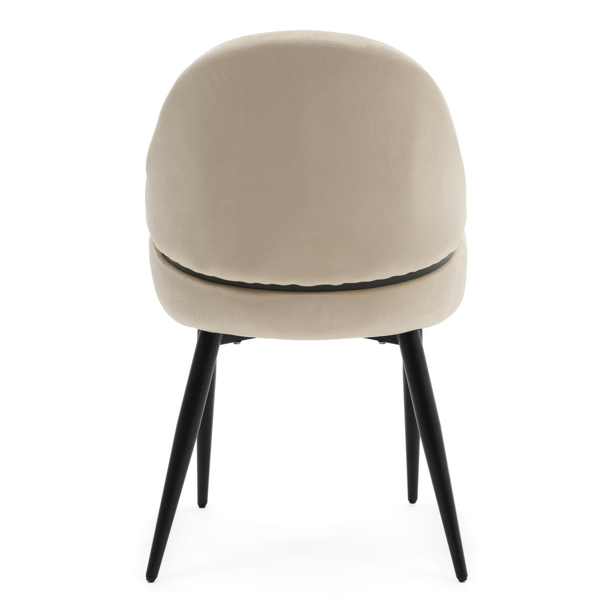 STUHL BERGAMO gepolsterter mit Steppung - beige - Samt Velour - Beige/Schwarz, Textil/Metall (56/91/61cm) - NEW HOME