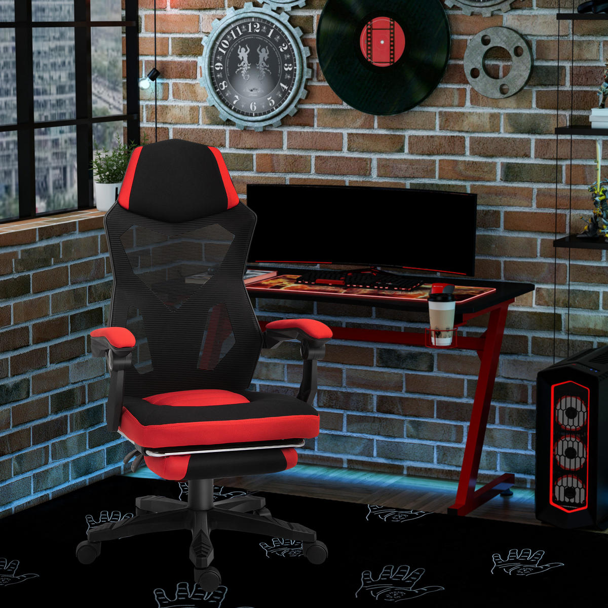 GAMINGSTUHL 58/112-122/63 cm Schwarz aus Polyester mit Liegefunktion - Schwarz, Kunststoff (63/122/58cm) - OKMYHOME