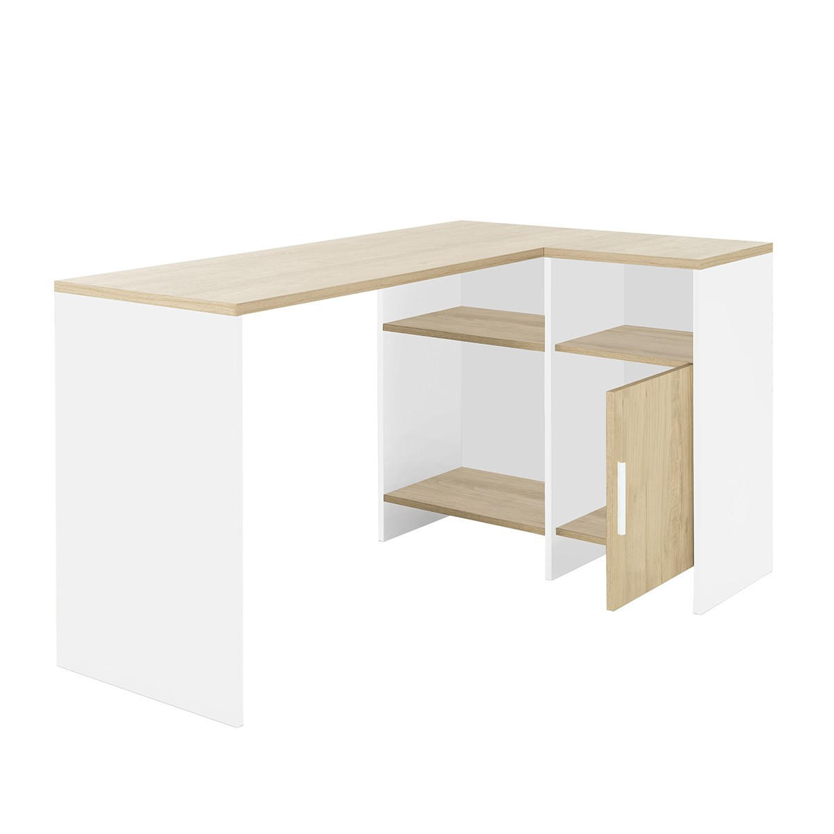 INDUSTRIAL Eckschreibtisch Liverpool - Französische Herstellung - Weiß, Holzwerkstoff (136/88/76cm) - Calicosy