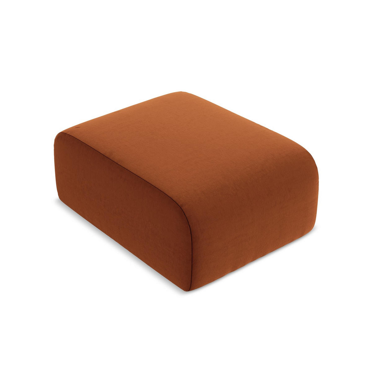 POUF Samt Stoff Orange - Terracotta/Schwarz, Holzwerkstoff/Kunststoff (72/42/94cm) - LaMiaSofa