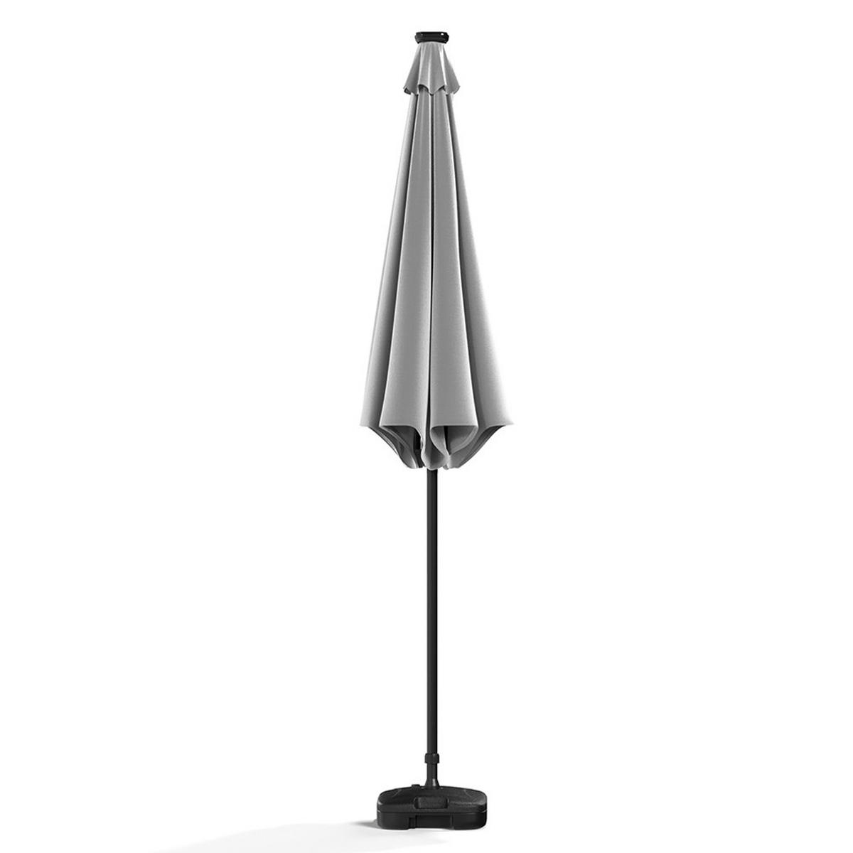AMPELSCHIRM aus Polyester Metall in Hellgrau mit befüllbarer Kunststoff-Sockel drehbar 360° neigbar 60° 3 x 2.4m Ø44, × 28 cm - Grau, Metall (300/240cm) - Livingandhome