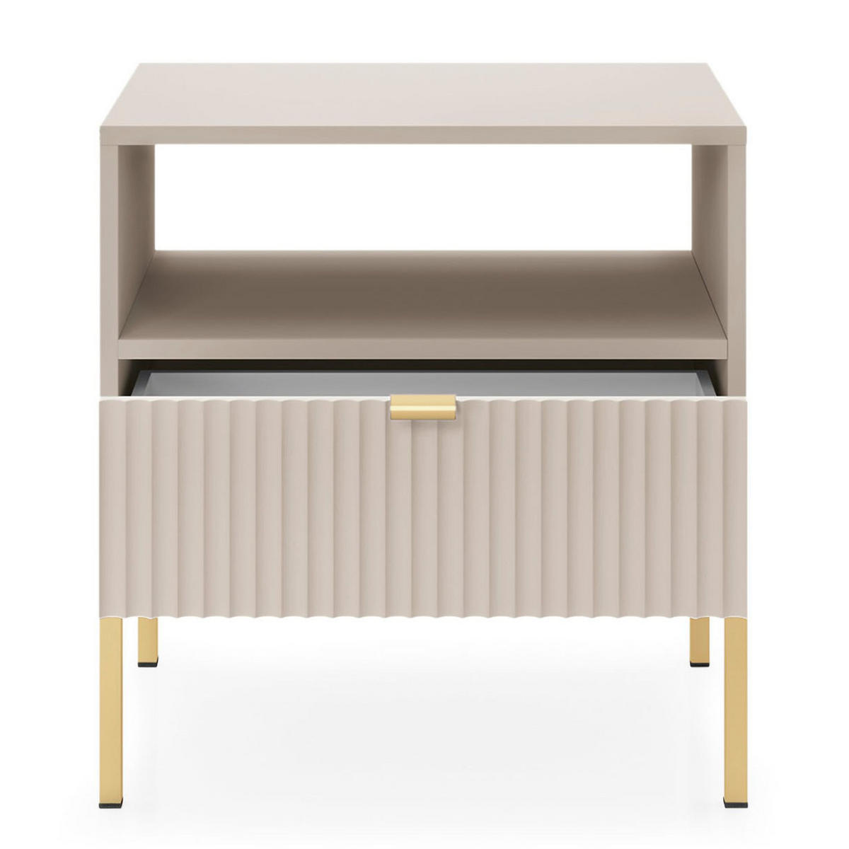 NACHTTISCH Vellore Greige / Gold 54 cm - Ecru/Beige, Holzwerkstoff/Metall (54/56/39cm) - Selsey