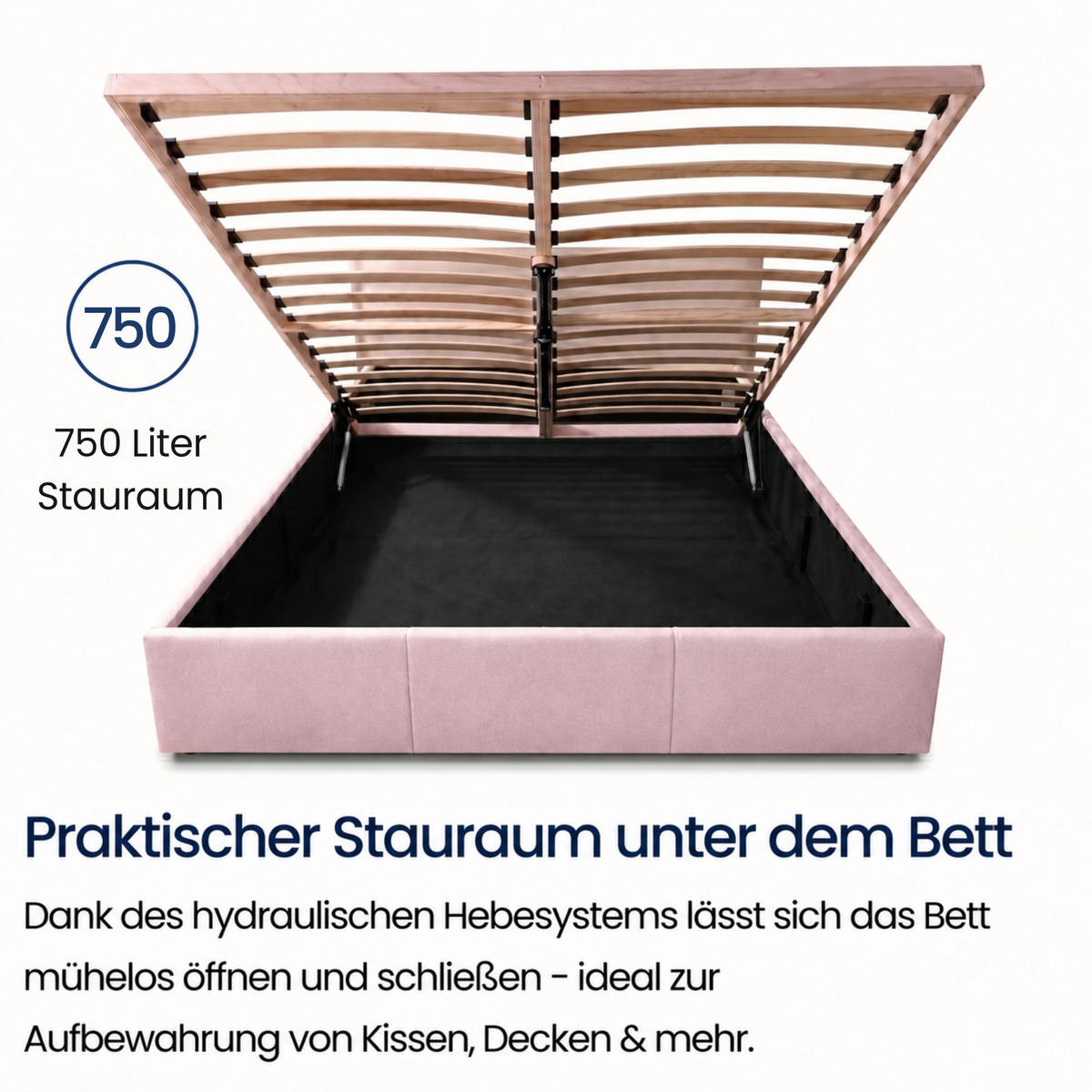 POLSTERBETT mit Stauraum 160x200 cm in Rosa - Pink, Holzwerkstoff (100/200cm) - Home Collective