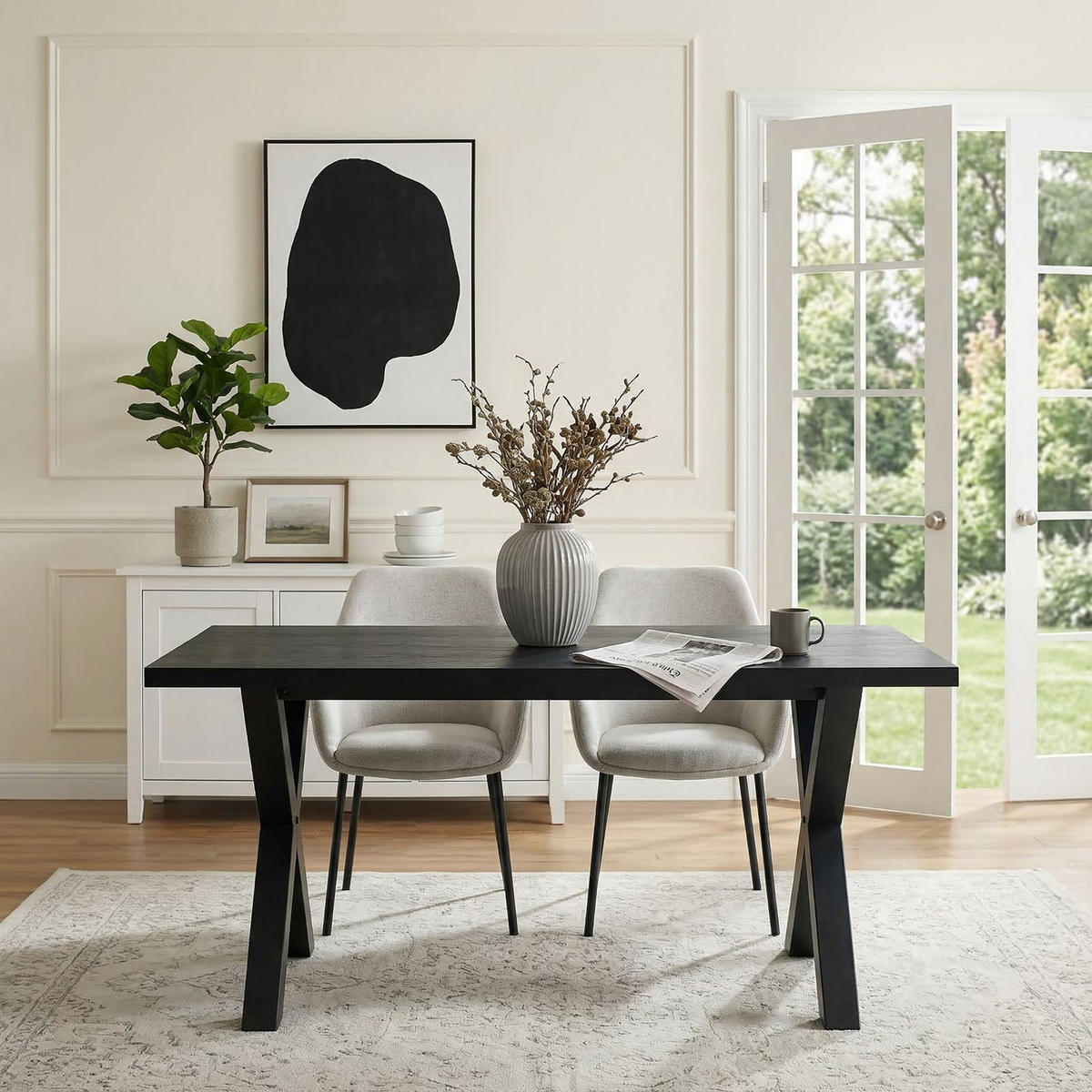 ESSTISCH OSIMO schwarz - Schwarz, Holzwerkstoff (80/160/77cm) - IDIMEX