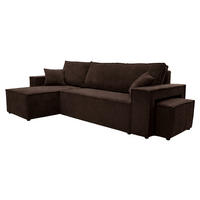 ECKSOFA Mit Schlaffunktion Und Pouf, Cordstoff Poso, Braun, Links, Best L Mit Pouf - Braun, Holz (244/145cm) - Kaiser Möbel