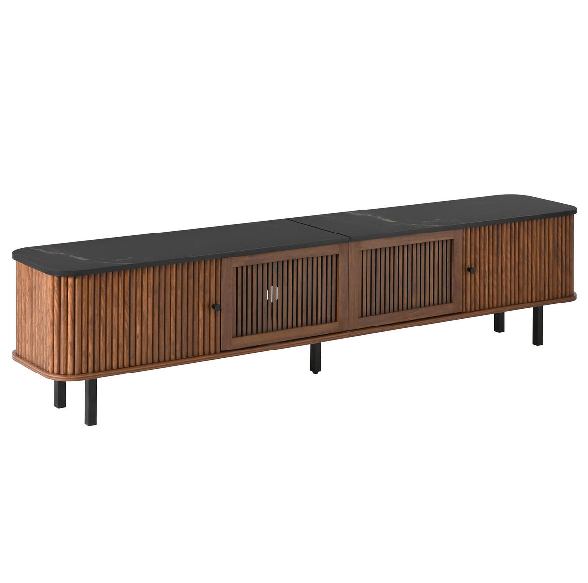 TV ormarić od MDF-a i iverice 190x35x45 cm orah s kliznim i rešetkastim vratima te velikim prostorom za odlaganje - smeđa, drvni materijal (190/45/35cm) - Modfu