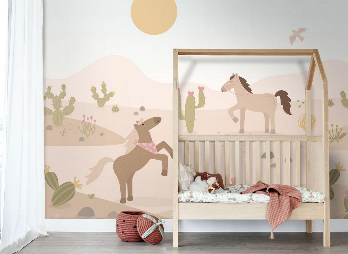 FOTOTAPETE Pferde 3 x 2.79 m - Beige, Papier (300/279cm) - ESTAhome