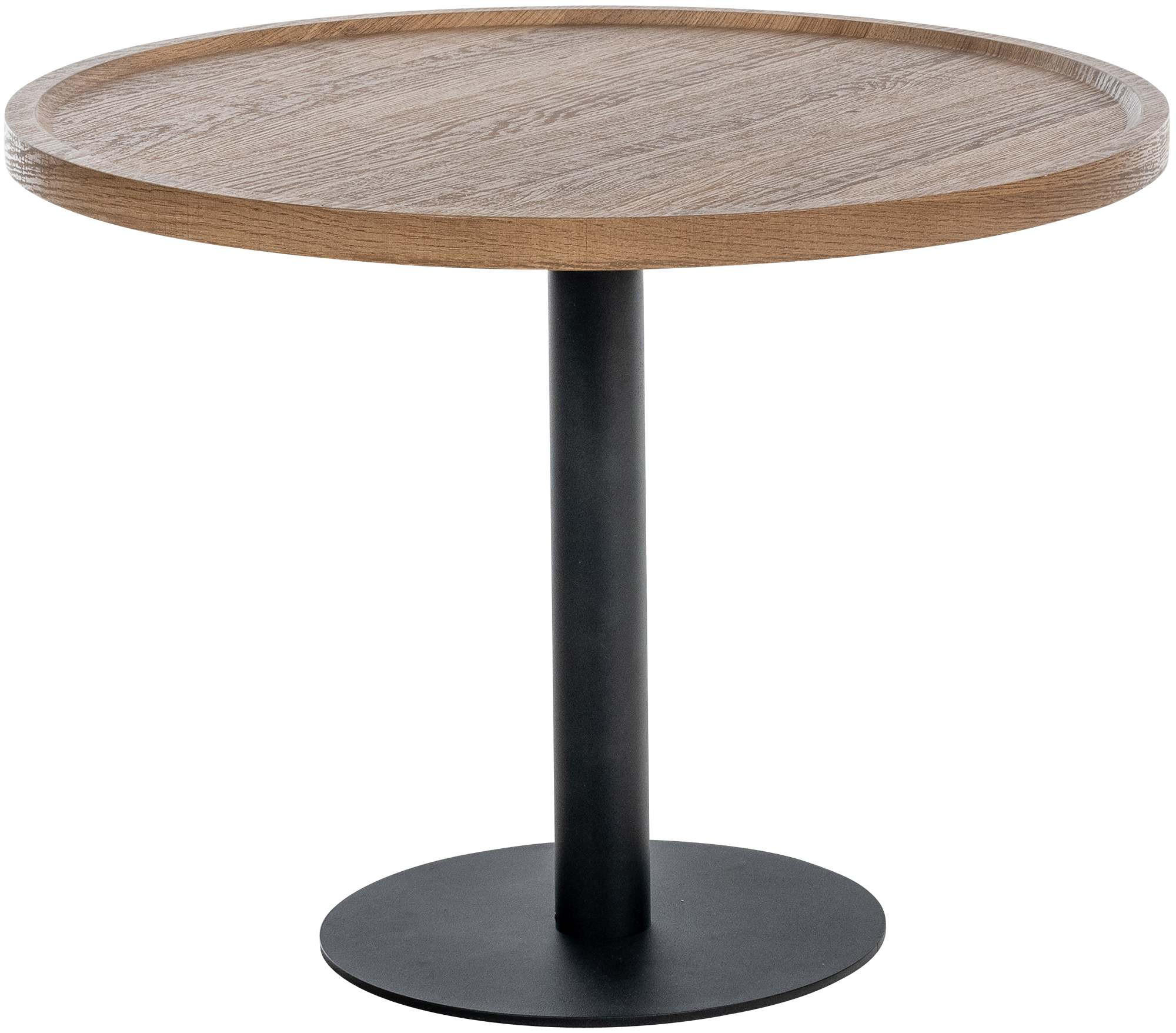 BEISTELLTISCH rund 60 cm Holz Braun - Schwarz/Braun, Holz/Metall (60/60/46cm) - CLP