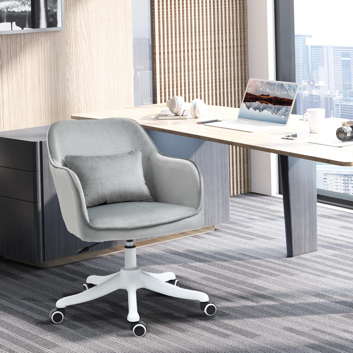 DREHSTUHL DE-11671 Samt mit Massagefunktion Hellgrau - Grau, Textil (70/86/55cm) - ComfortXL