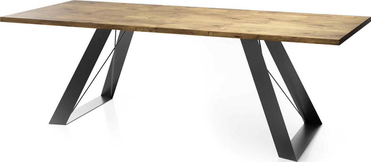 ESSTISCH Colter rechteckig ausziehbar, Lancelot Eiche 160-260/90/76 cm - Eichefarben/Schwarz, Holzwerkstoff/Metall (90/260/76cm) - WFL GROUP