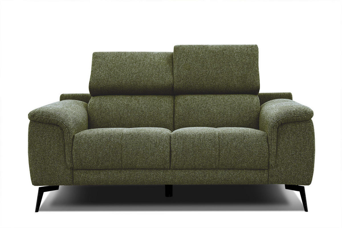 SOFA FIERO 2-Sitzer, olivgrün - Schwarz/Olivgrün, Holzwerkstoff/Textil (170/82/103cm) - Courtois Laville