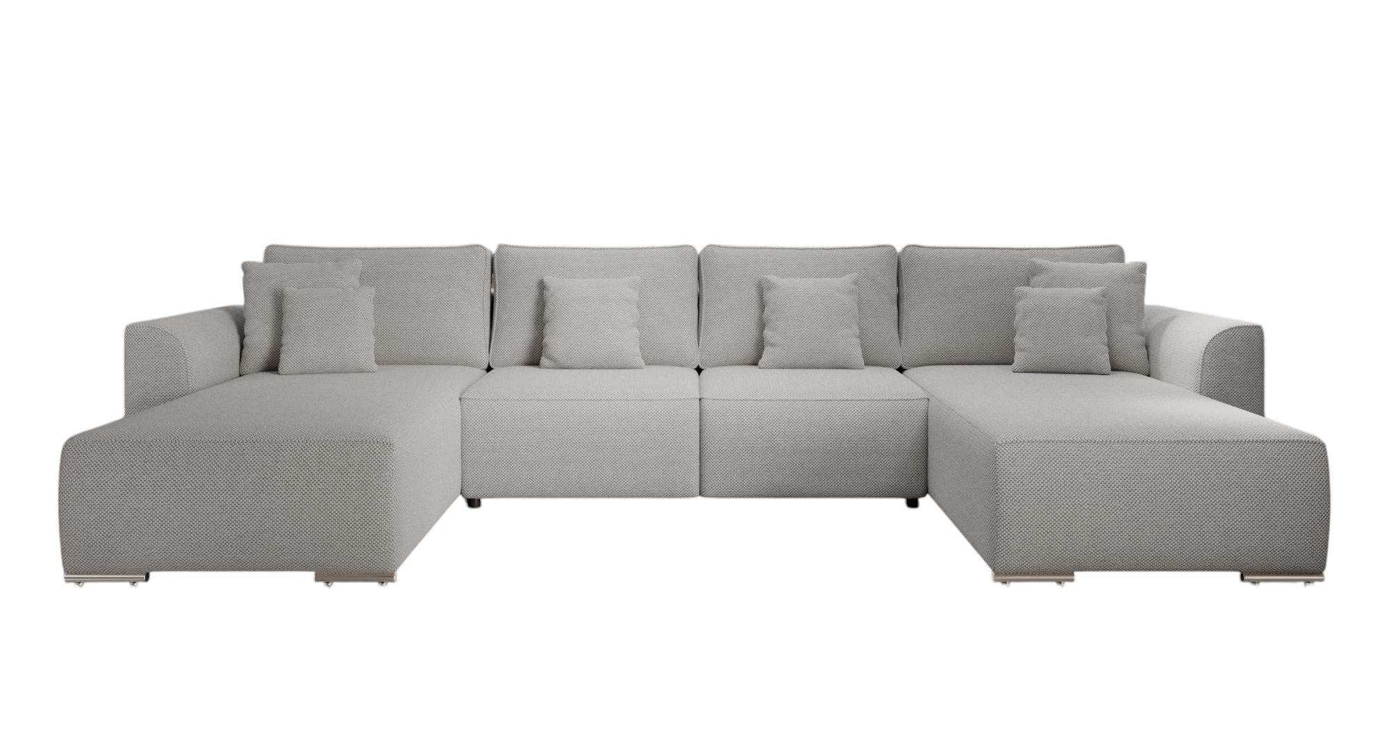 WOHNLANDSCHAFT GUSTO U Curio 80 mit Schlaffunktion - Grau, Textil (368/85/193cm) - Bedante