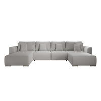 WOHNLANDSCHAFT GUSTO U Curio 80 mit Schlaffunktion - Grau, Textil (368/85/193cm) - Bedante
