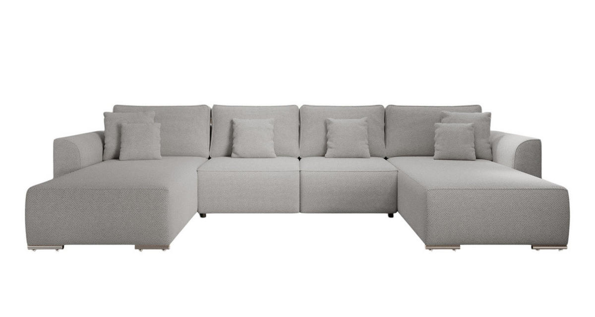 WOHNLANDSCHAFT GUSTO U Curio 80 mit Schlaffunktion - Grau, Textil (368/85/193cm) - Bedante