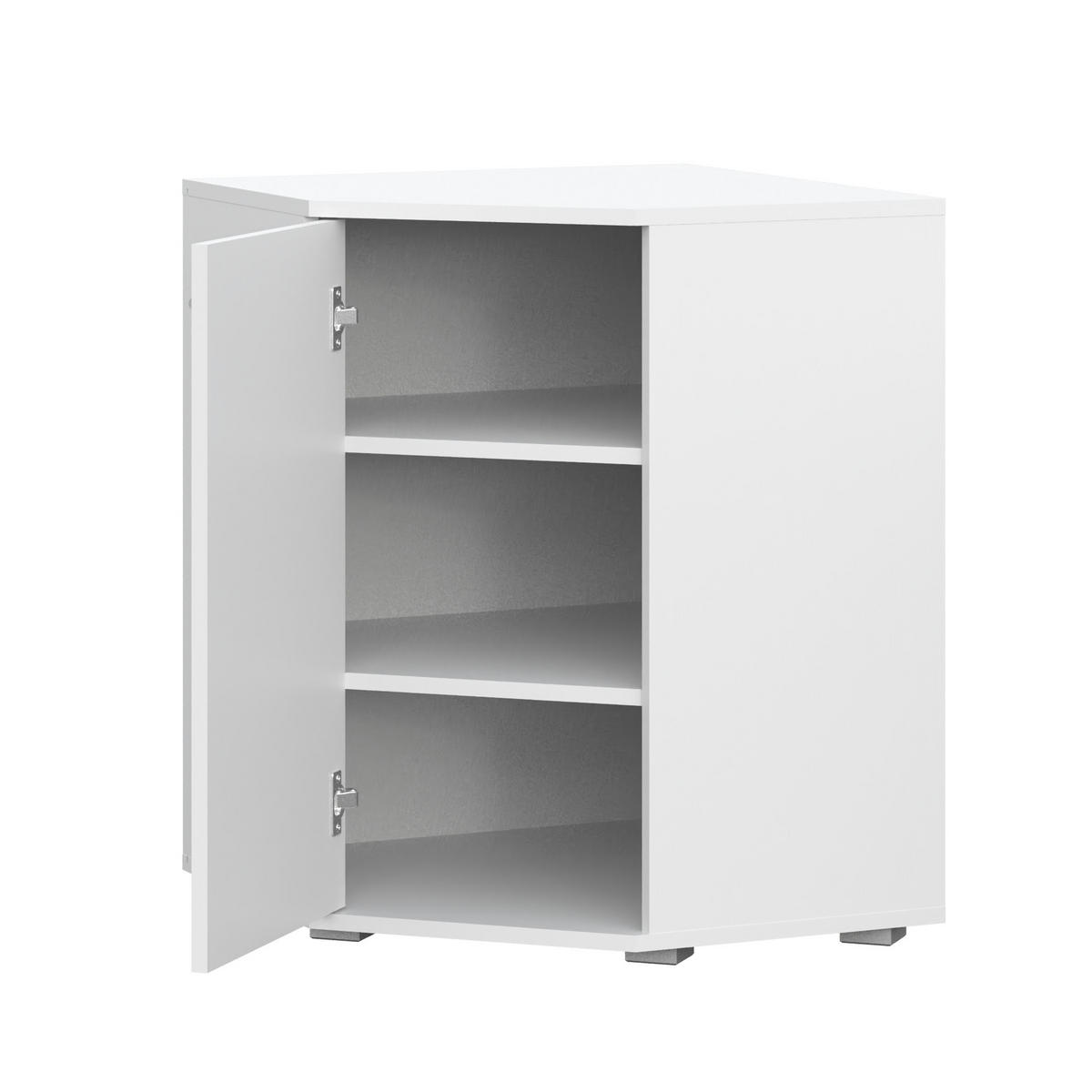 SIDEBOARD FAUSKE KOM4-1D Weiß - Silberfarben/Weiß, Holzwerkstoff/Kunststoff (138/74/34cm) - Komodee