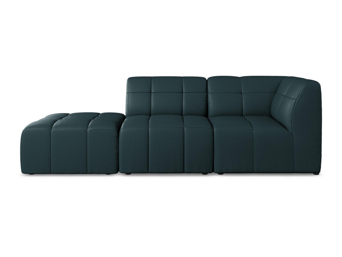 ECKSOFA Links Kunstleder Blau - Petrol/Schwarz, Holzwerkstoff/Kunststoff (240/90cm) - Makamii