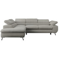 ECKSOFA PETER L Hellgrau Boucle - Links Seite - Hellgrau/Schwarz, Textil/Metall (208/273cm) - MKS