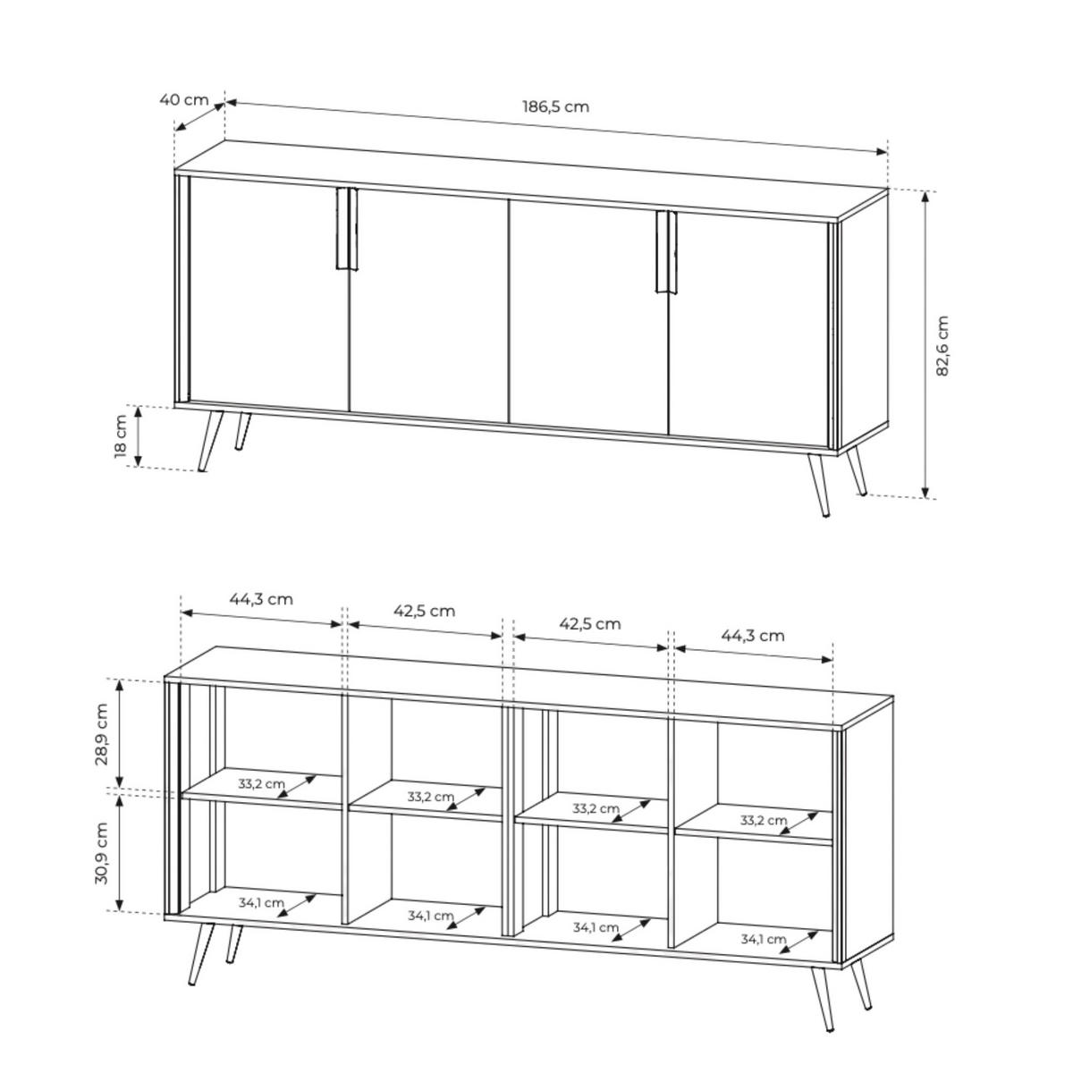 KOMMODE: Kaschmir, 186,5 x 82,6 x 40 cm - Kaschmir, Holzwerkstoff (186.5/82.6/40cm) - 3XE LIVING