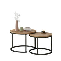 COUCHTISCH in Eichefarben und Schwarz mit Tischplatte in Marmoroptik für Wohnzimmer, B71/T71/H50 cm - Eichefarben/Schwarz, Holzwerkstoff/Metall (70.5/70.5/50cm) - STILVORA