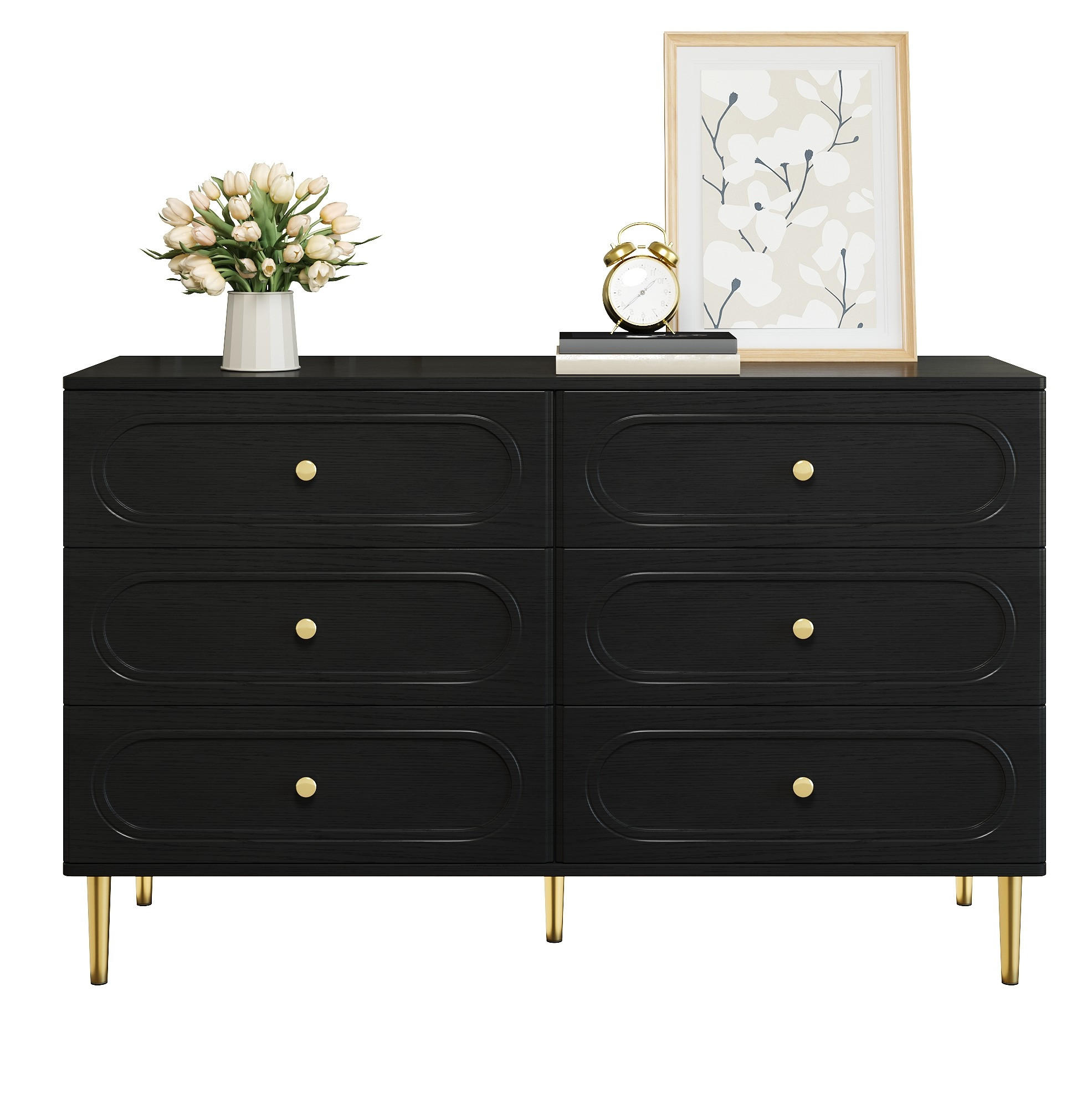 Okwish Sideboard Schwarz 120x75x40 cm