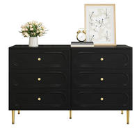 SIDEBOARD 120/40/75 cm schwarz aus MDF und Holzwerkstoff mit 6 Schubladen - Schwarz, Holzwerkstoff (120/75/40cm) - OKWISH