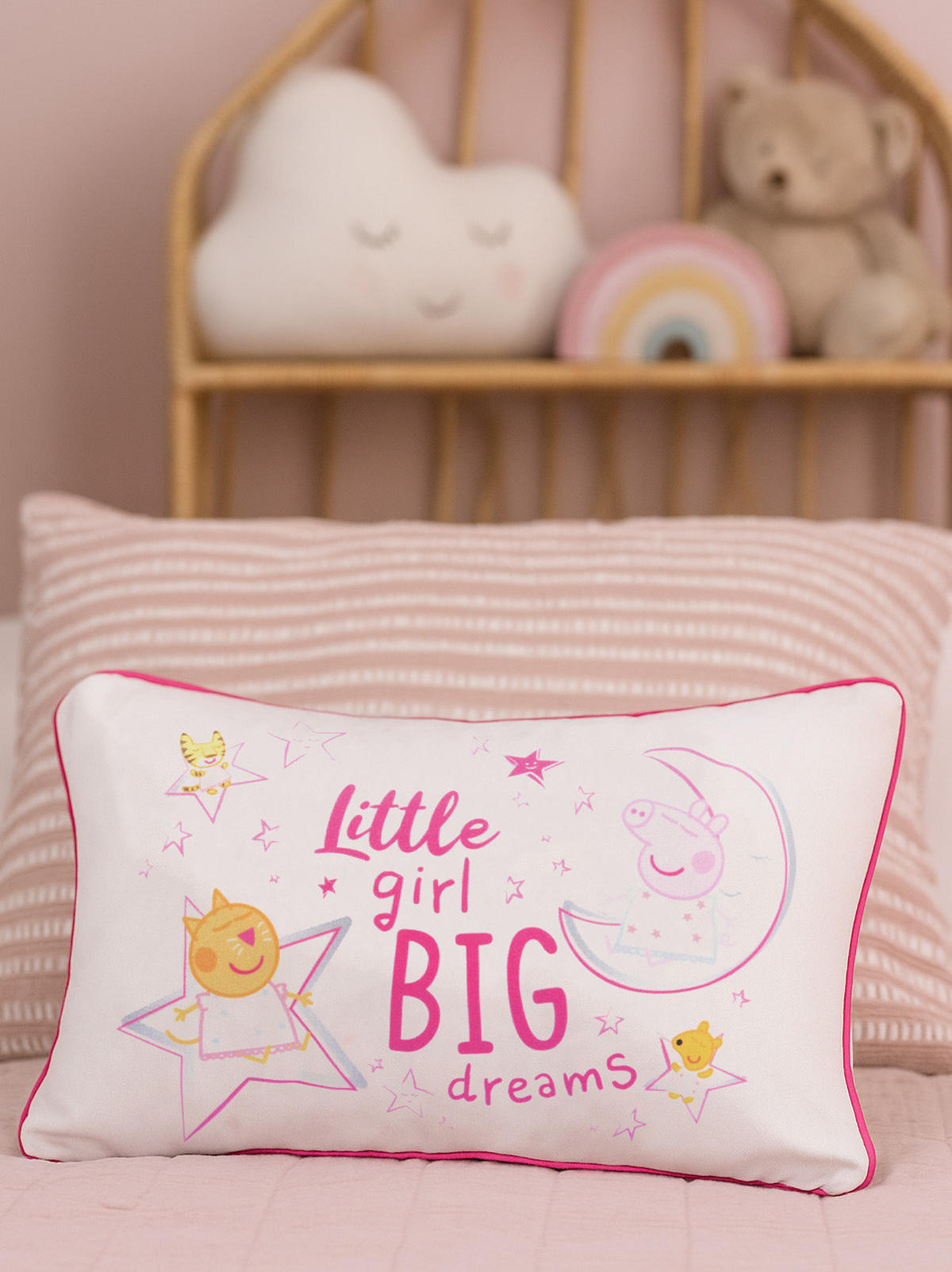 KINDERKISSEN Peppa Wutz Little girl Big dreams Rosa 40 x 23 cm - Rosa, Textil (40/23cm) - United Labels