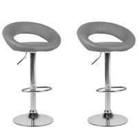 BARHOCKER 2er-Set Kunstleder Grau Peoria - Grau, Textil/Metall (54/101/40cm) - Beliani