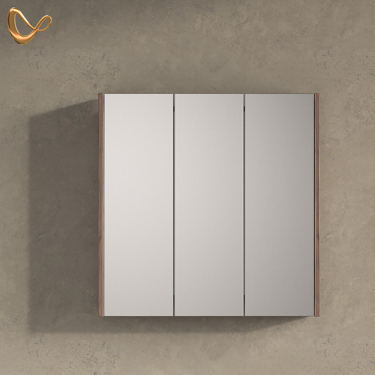 BADSPIEGELSCHRANK Savuto Anthrazit Hochglanz 67.4 x 68 cm - Schwarz Hochglanz/Walnussfarben, Holzwerkstoff (67.4/68/17cm) - Livinity®